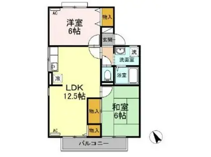 セジュール徳田 A棟(2LDK/2階)の間取り写真