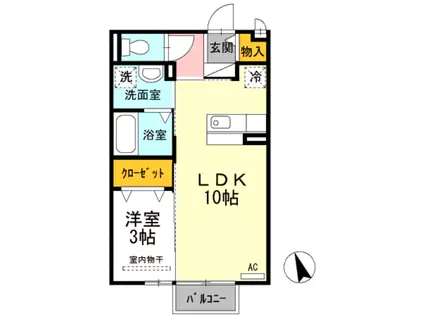 シャトン(1LDK/1階)の間取り写真