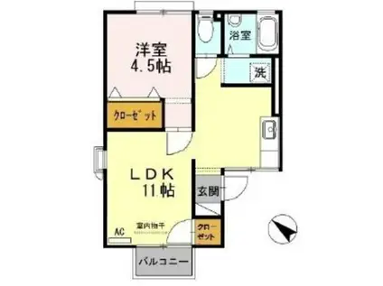 ボヌールM(2DK/2階)の間取り写真