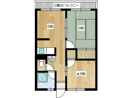 ハイツアベ(2DK/2階)の間取り写真
