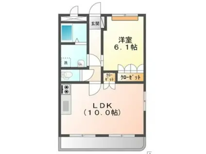 メゾンアイリス(1LDK/2階)の間取り写真