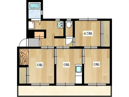 石山ハイツ(3DK/3階)の間取り写真