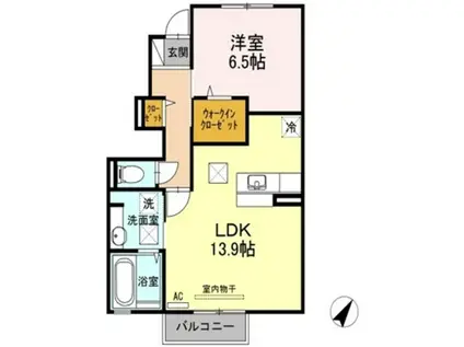 ブルーム矢原(1LDK/1階)の間取り写真