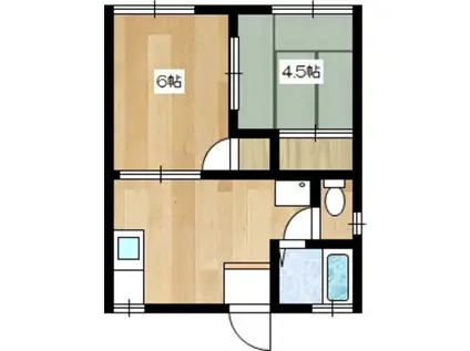 レジデンスKEYS(2DK/1階)の間取り写真
