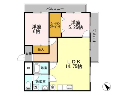 レジデンス内田(2LDK/4階)の間取り写真