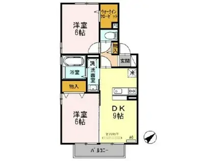 セントポーリア Ⅳ(2DK/2階)の間取り写真