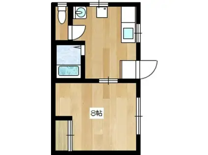 油谷コーポラス(1DK/2階)の間取り写真