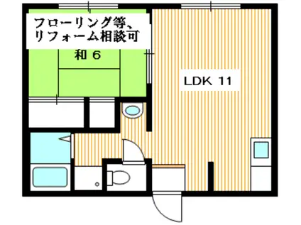 グリーンハイツ小京都(1LDK/2階)の間取り写真