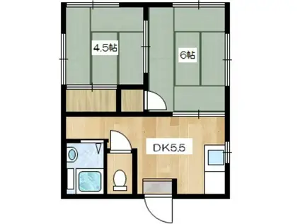 コーポティー(2DK/2階)の間取り写真