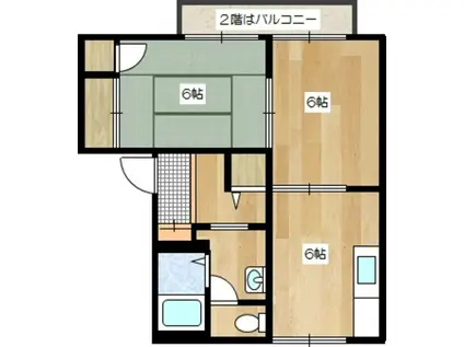 姫山参号館(2DK/1階)の間取り写真