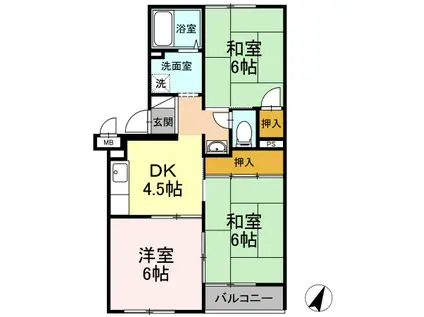 サンコーポF(3DK/3階)の間取り写真