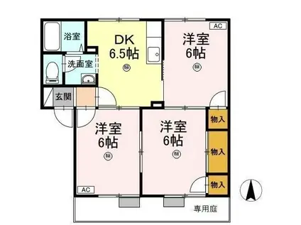 フレグランス下野 E棟(3DK/1階)の間取り写真