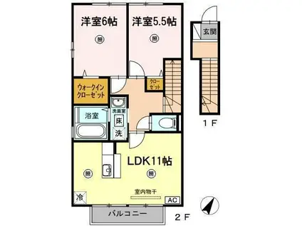 シュプルング黒川 A・B・C棟(2LDK/2階)の間取り写真