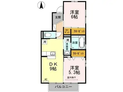 クレール泉(2DK/2階)の間取り写真