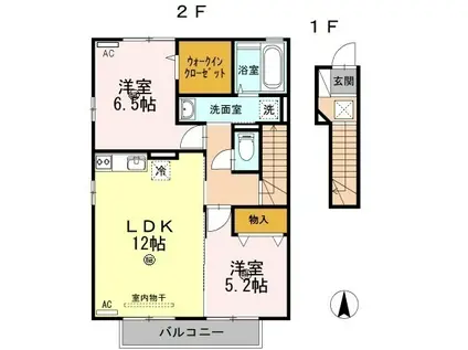 グランドソレーユ(2LDK/2階)の間取り写真