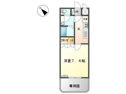 エスポアール(1K/1階)の間取り写真