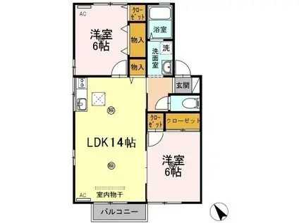 ファミール矢田(2LDK/1階)の間取り写真