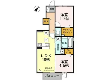 オルテンシア(2LDK/1階)の間取り写真