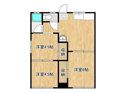 コーポ天花(3DK/1階)の間取り写真