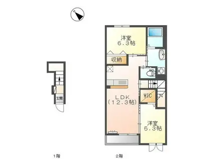 エスパース(2LDK/2階)の間取り写真