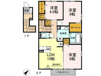 サン クレスト(3LDK/2階)の間取り写真