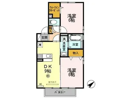 セントポーリア Ⅳ(2DK/2階)の間取り写真