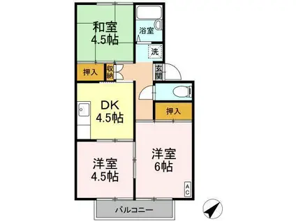 プレジールみよし(3DK/2階)の間取り写真