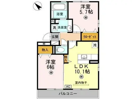 フェリックス葵(1LDK/3階)の間取り写真