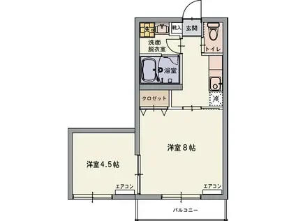 ラテラスⅠ(2K/3階)の間取り写真