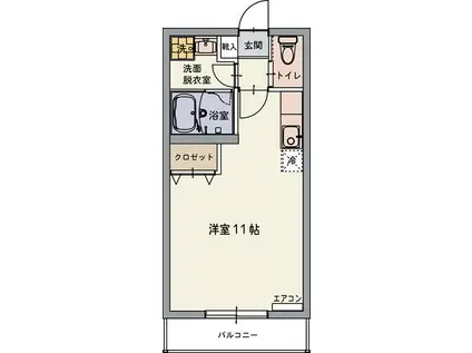 ラテラスⅠ(ワンルーム/1階)の間取り写真