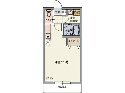 ラテラスⅡ(ワンルーム/1階)の間取り写真