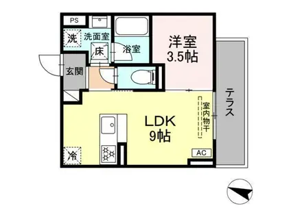 ディアライズ春日町B棟(1LDK/3階)の間取り写真