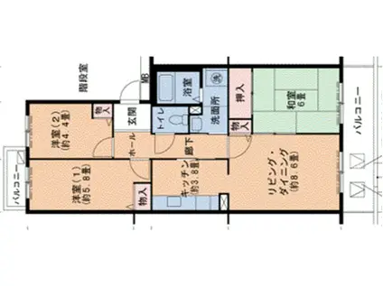 神戸電鉄公園都市線 南ウッディタウン駅 徒歩10分 5階建 築27年(3LDK/5階)の間取り写真