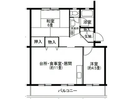 神戸市西神山手線 名谷駅 バス乗車時間：10分 白川台１丁目バス停で下車 徒歩9分 5階建 築48年(2LDK/4階)の間取り写真