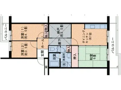 神戸市西神山手線 妙法寺駅(兵庫) 徒歩11分 5階建 築39年(4DK/4階)の間取り写真