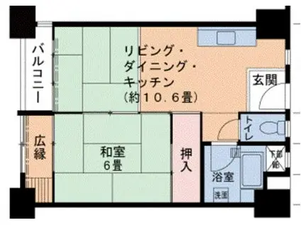 神戸電鉄粟生線 鈴蘭台西口駅 徒歩3分 10階建 築55年(1LDK/4階)の間取り写真