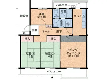 神戸電鉄公園都市線 ウッディタウン中央駅 徒歩8分 5階建 築37年(3LDK/5階)の間取り写真