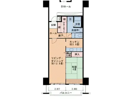 山陽本線 兵庫駅 徒歩7分 14階建 築31年(1LDK/10階)の間取り写真