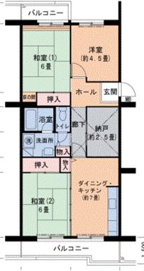 神戸市西神山手線 妙法寺駅(兵庫) 徒歩12分 5階建 築39年(3SDK/3階)の間取り写真
