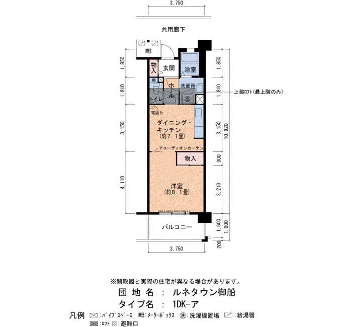 神戸高速鉄道東西線 高速長田駅 徒歩5分 7階建 築29年(1DK/7階)の間取り写真