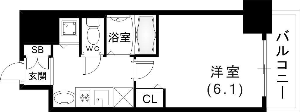 ララプレイス三宮東アスヴェル(1K/10階)の間取り写真