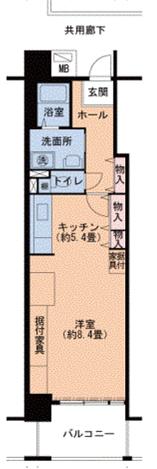 山陽本線 兵庫駅 徒歩7分 14階建 築31年(1DK/6階)の間取り写真