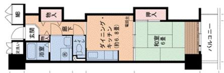山陽本線 兵庫駅 徒歩7分 14階建 築29年(1DK/2階)の間取り写真