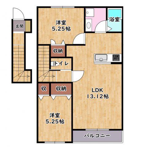 クレセント18(2LDK/2階)の間取り写真