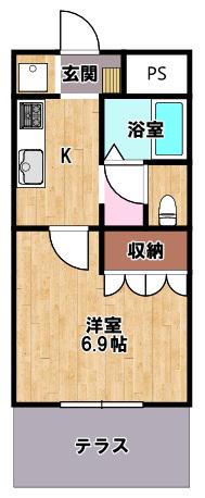 東海道本線 南彦根駅 徒歩28分 2階建 築21年(1K/1階)の間取り写真