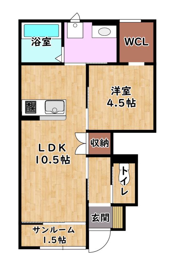 グッドライフステージ高宮(1LDK/1階)の間取り写真
