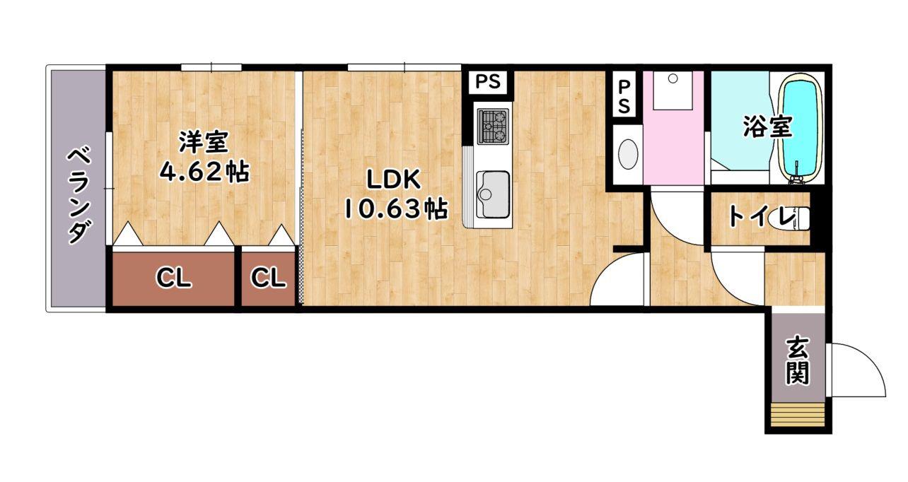 メゾン安清(1LDK/2階)の間取り写真