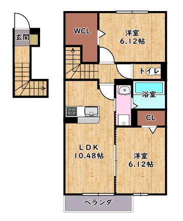 D-ROOMBRLLIANT(2LDK/2階)の間取り写真