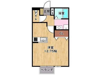 サンローズB棟(ワンルーム/2階)の間取り写真