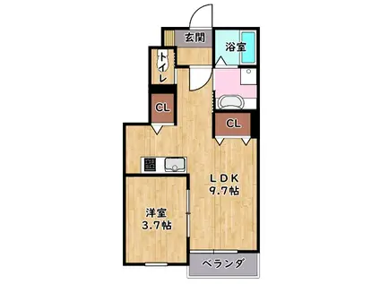 DHCR彦根古沢町(1LDK/1階)の間取り写真
